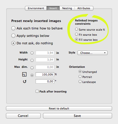 new relink options in preferences panel