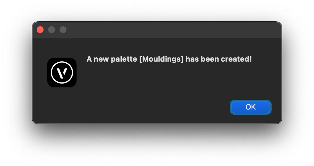 Mouldings Install New palette created