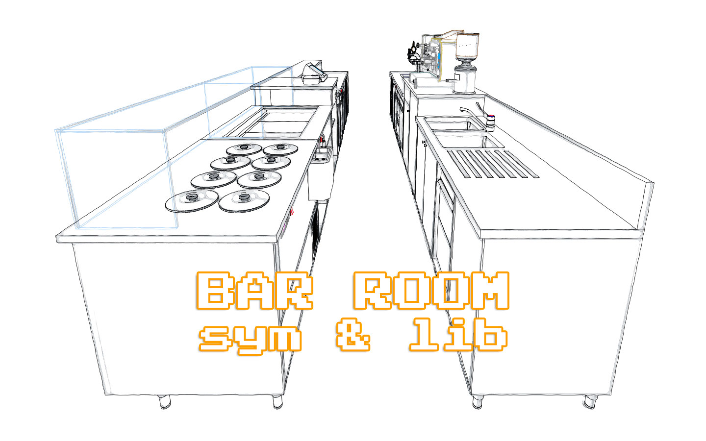 Bar room symbols and libraries: bar rooms modules