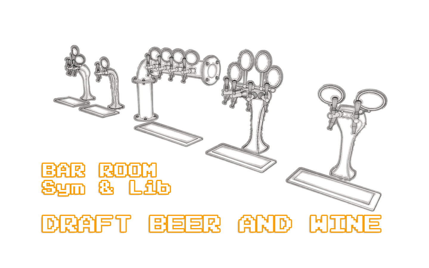 Bar room symbols and libraries: draft beer and wines